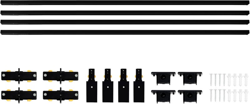 VANoopee 16FT H Track Lighting System - Black Rail Kit With End Caps & Live End Feed Connector - Compatible With Single Circuit 120V H Style Track Heads - Image 1